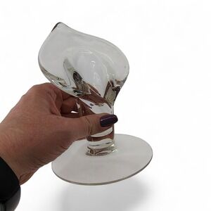 Bud Vase Calla Lily Jack In The Pulpit Clear Thick Art Glass Elegant‎ 6" Tall